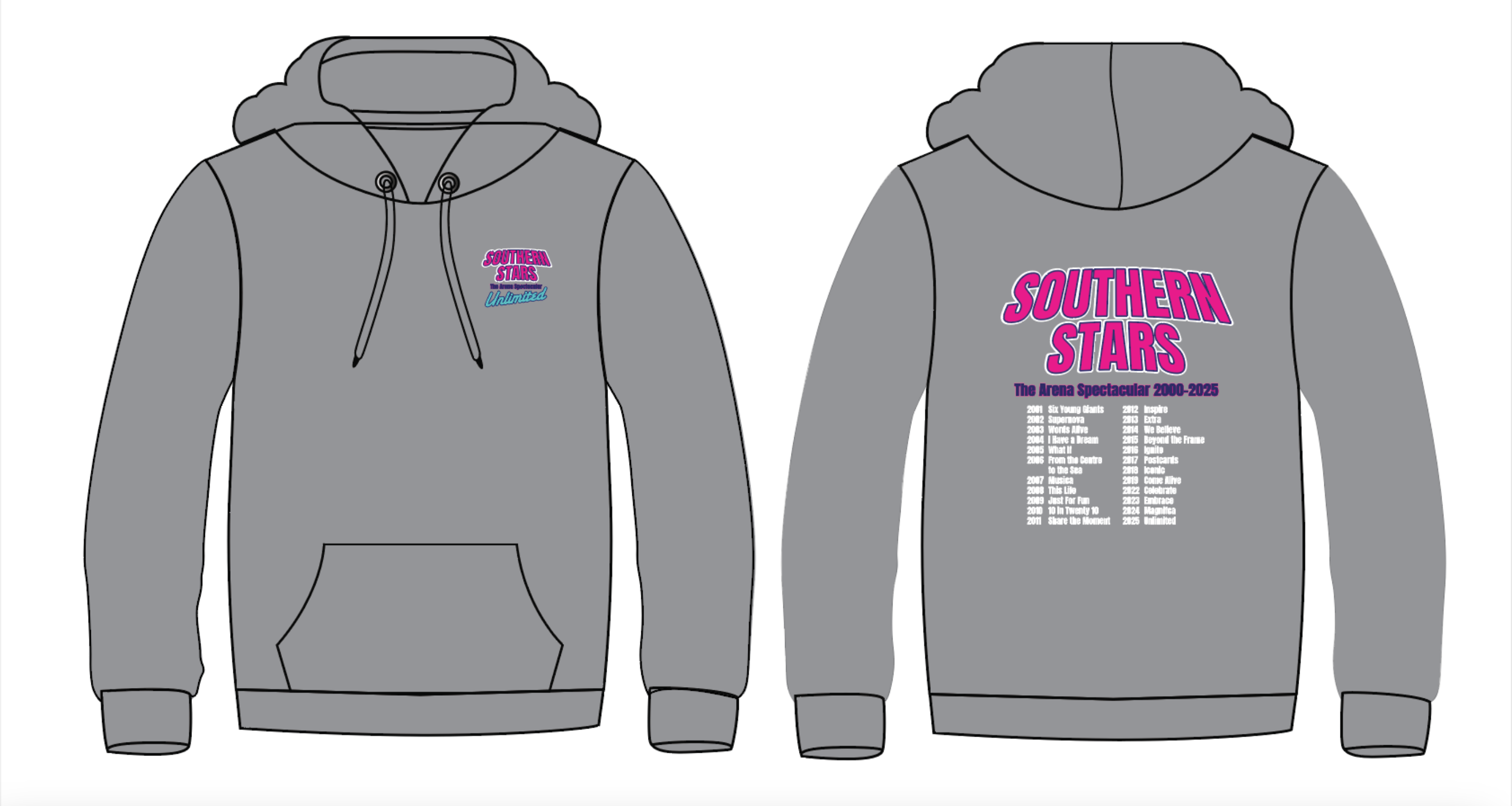 Southern Stars Pullover Hoodie (Grey - Non Zip)