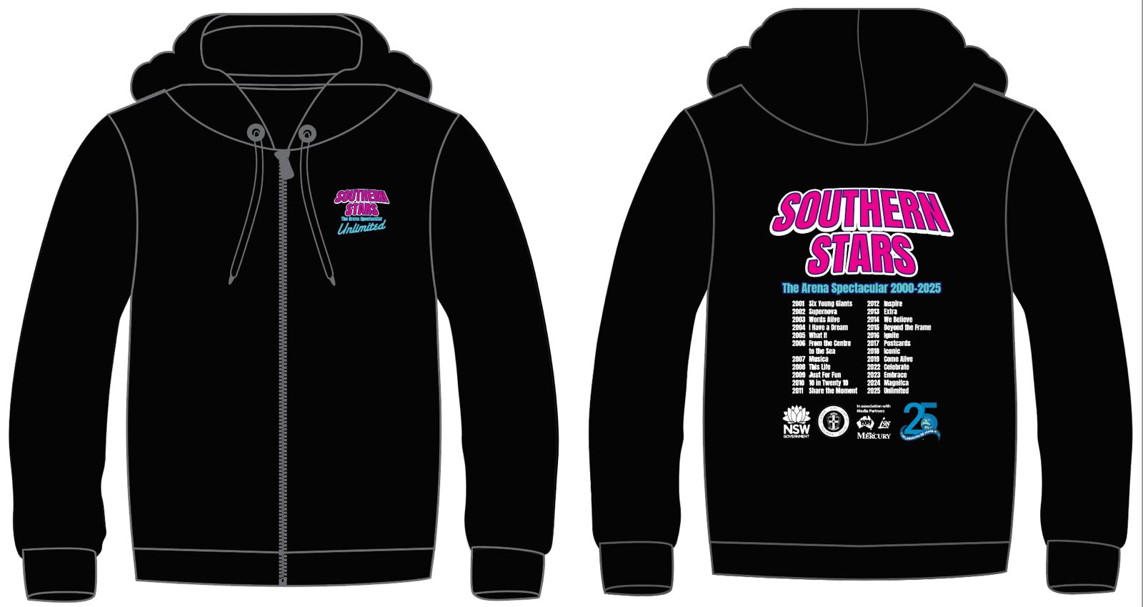 Southern Stars Zip Hoodie (Black)